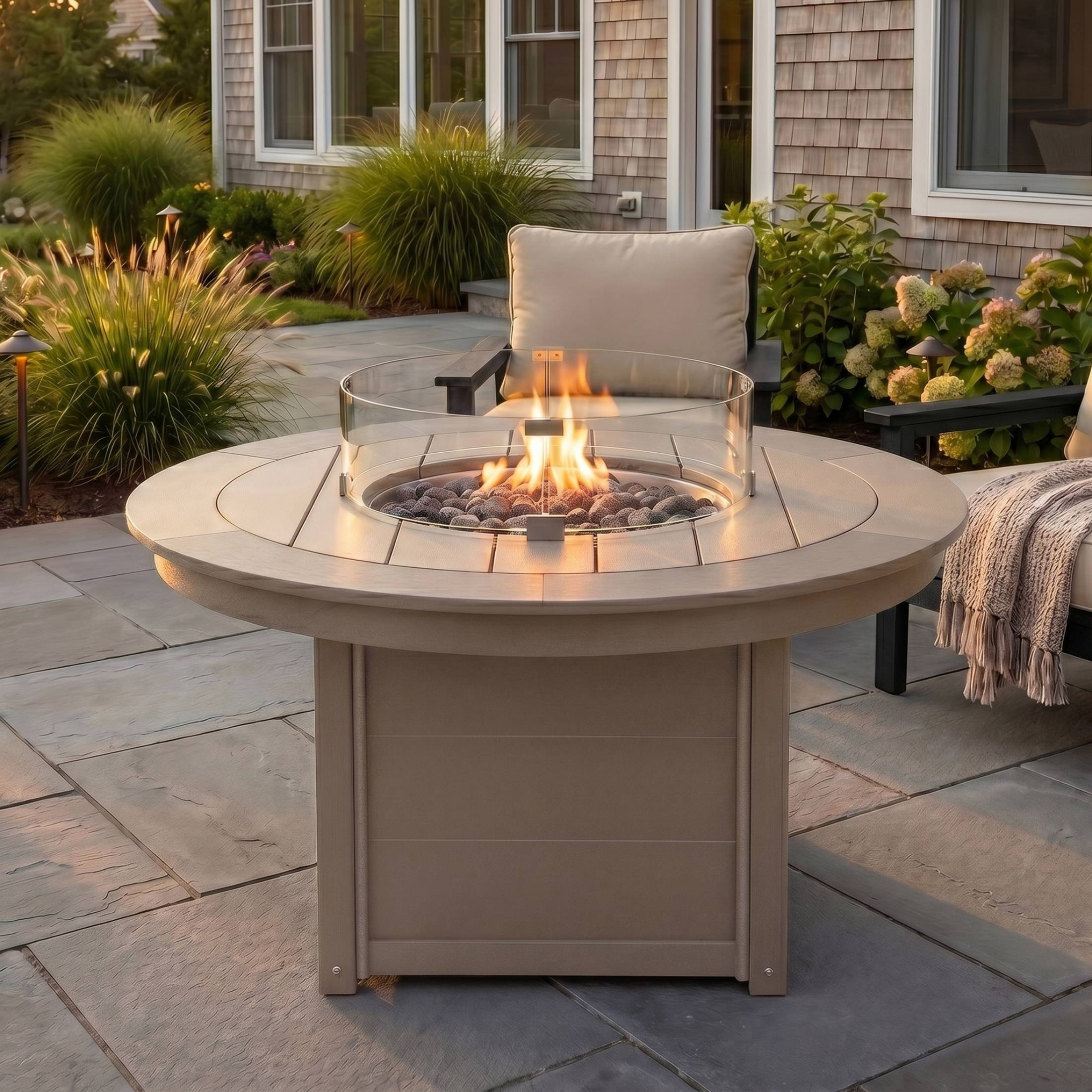 Helios 47" Modern Outdoor 55,000 BTU Patio Propane Round Fire Pit Table