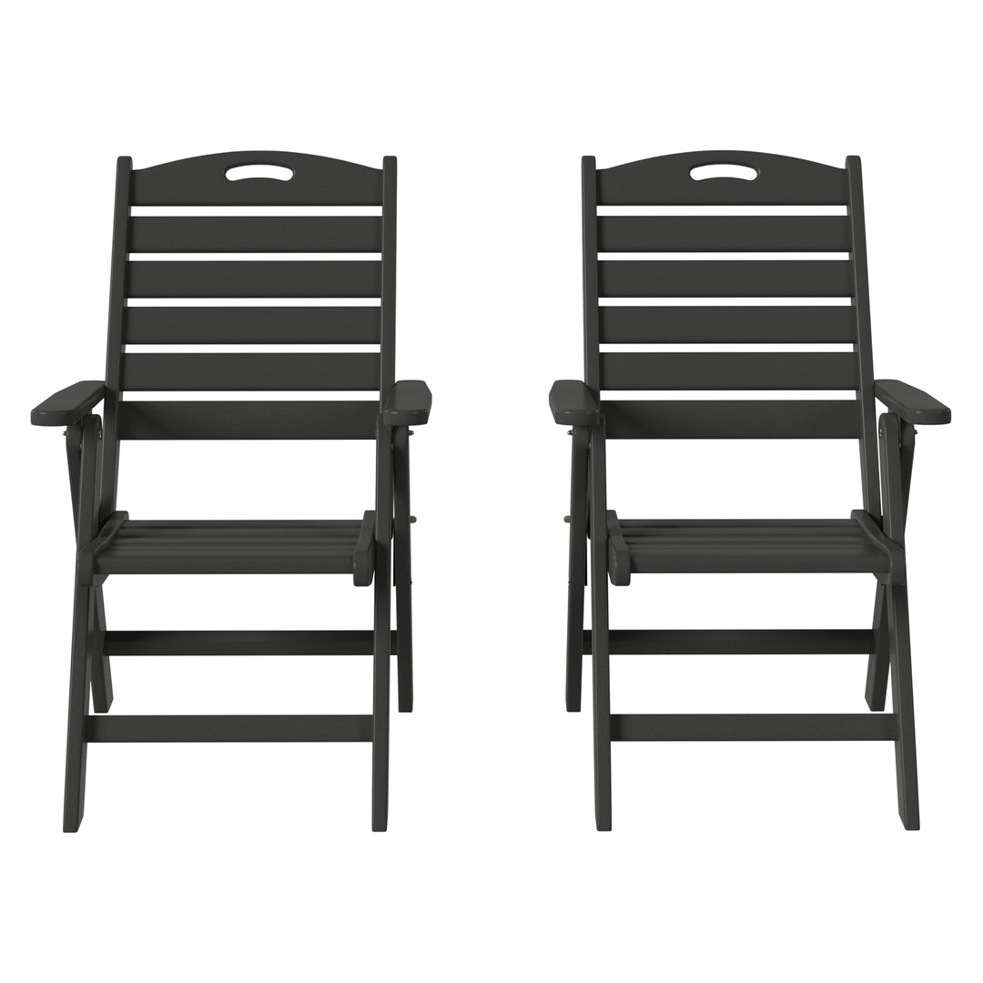 Azura HDPE Adjustable Highback Folding Outdoor Patio Dining Chairs Set of 2