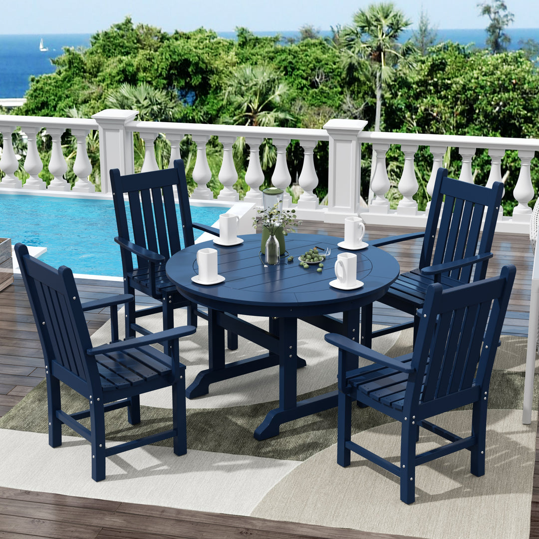 Malibu 5 Piece Outdoor Patio Dining Set Outdoor Round Table and Armchair Set