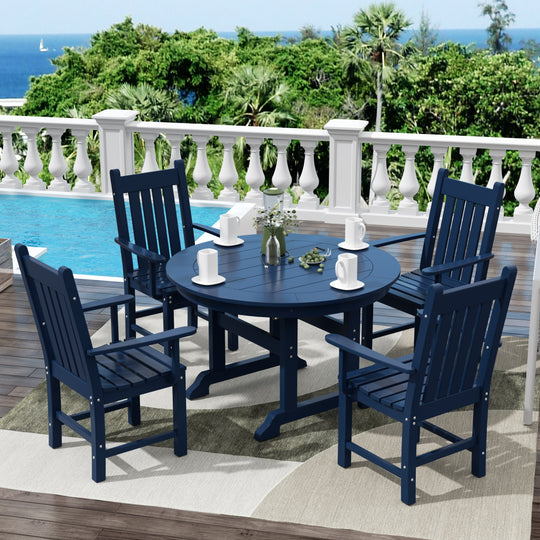Malibu 5 Piece Outdoor Patio Dining Set Outdoor Round Table and Armchair Set