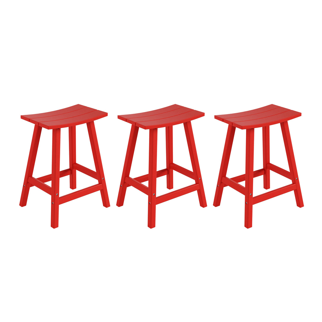 Malibu 24" HDPE Outdoor Patio Counter Height Bar Stools (Set of 3)