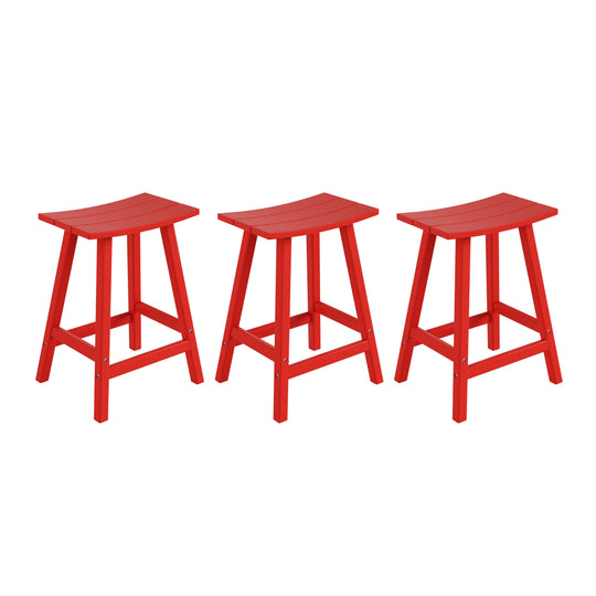 Malibu 24" HDPE Outdoor Patio Counter Height Bar Stools (Set of 3)