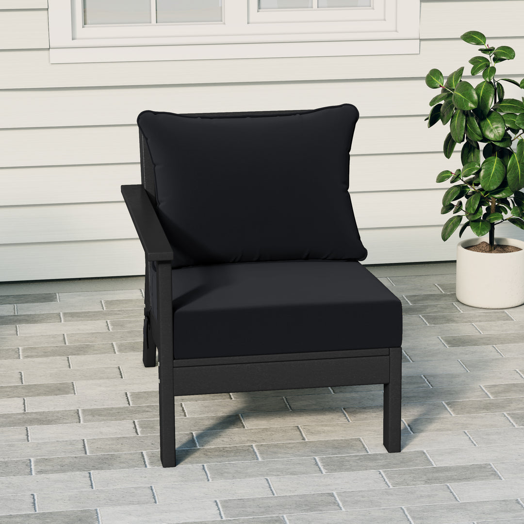 Avalon Outdoor Patio HDPE Left Arm Sectional Corner Club Chair with Patio Cushions