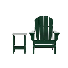 Malibu 2 piece set outdoor folding Poly Adirondack chair with side table