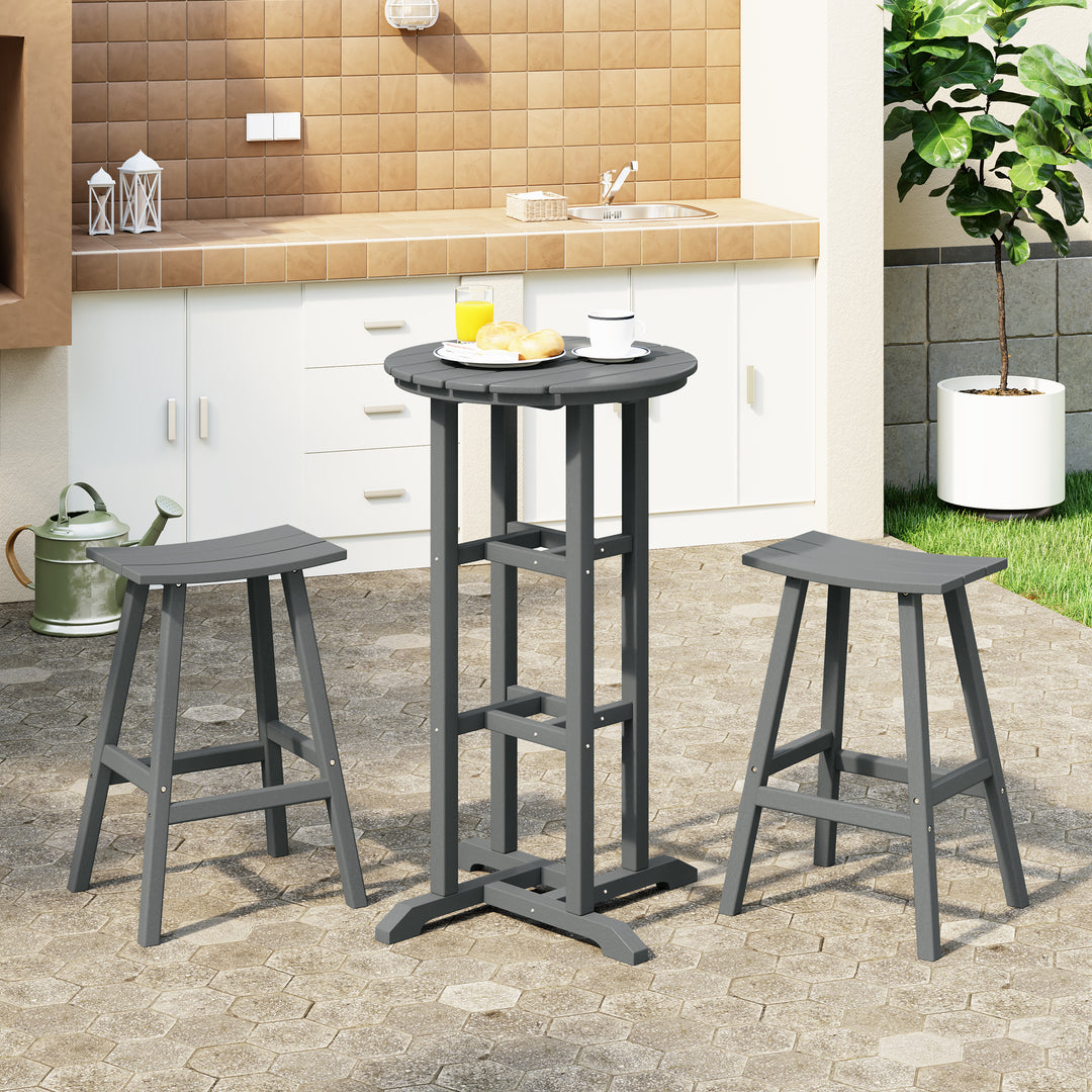 Malibu Outdoor Patio Bar Height Table and Bar Stool 3-Piece Dining Set