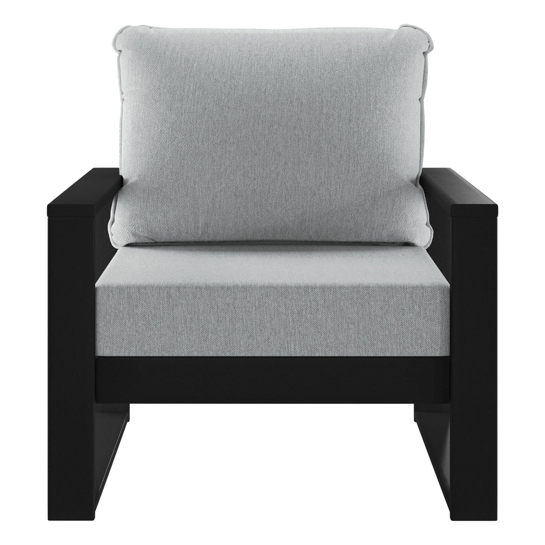 Outdoor Modern HDPE Patio Club Chair with Waterproof Deep Seat Cushions