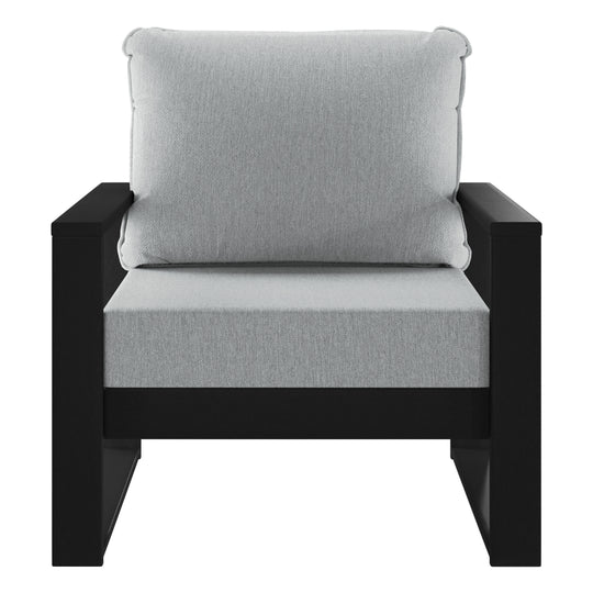 Outdoor Modern HDPE Patio Club Chair with Waterproof Deep Seat Cushions
