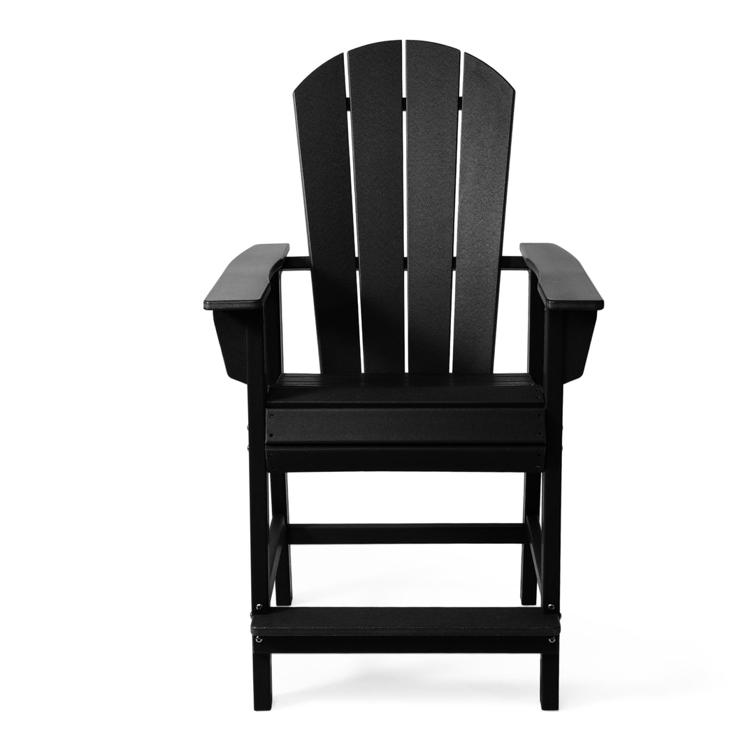 Malibu Outdoor HDPE  Tall Adirondack Counter Height Bar Chair With Cup Holder