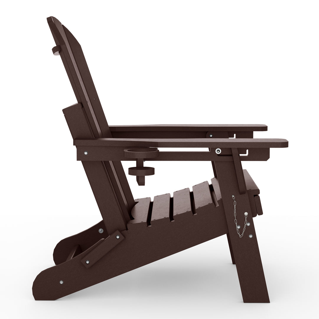 Malibu 3-Piece Outdoor Folding Adjustable Adirondack Chair with Cup Holder & Hideaway Ottoman and 18" Side Table