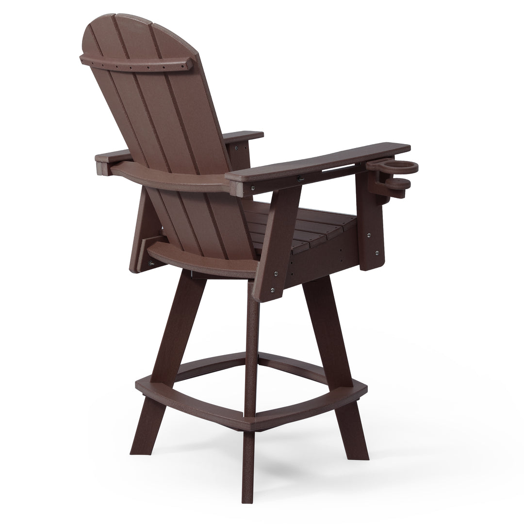 Malibu Outdoor HDPE Swivel Adirondack Bar Height Chair With Cup Holder