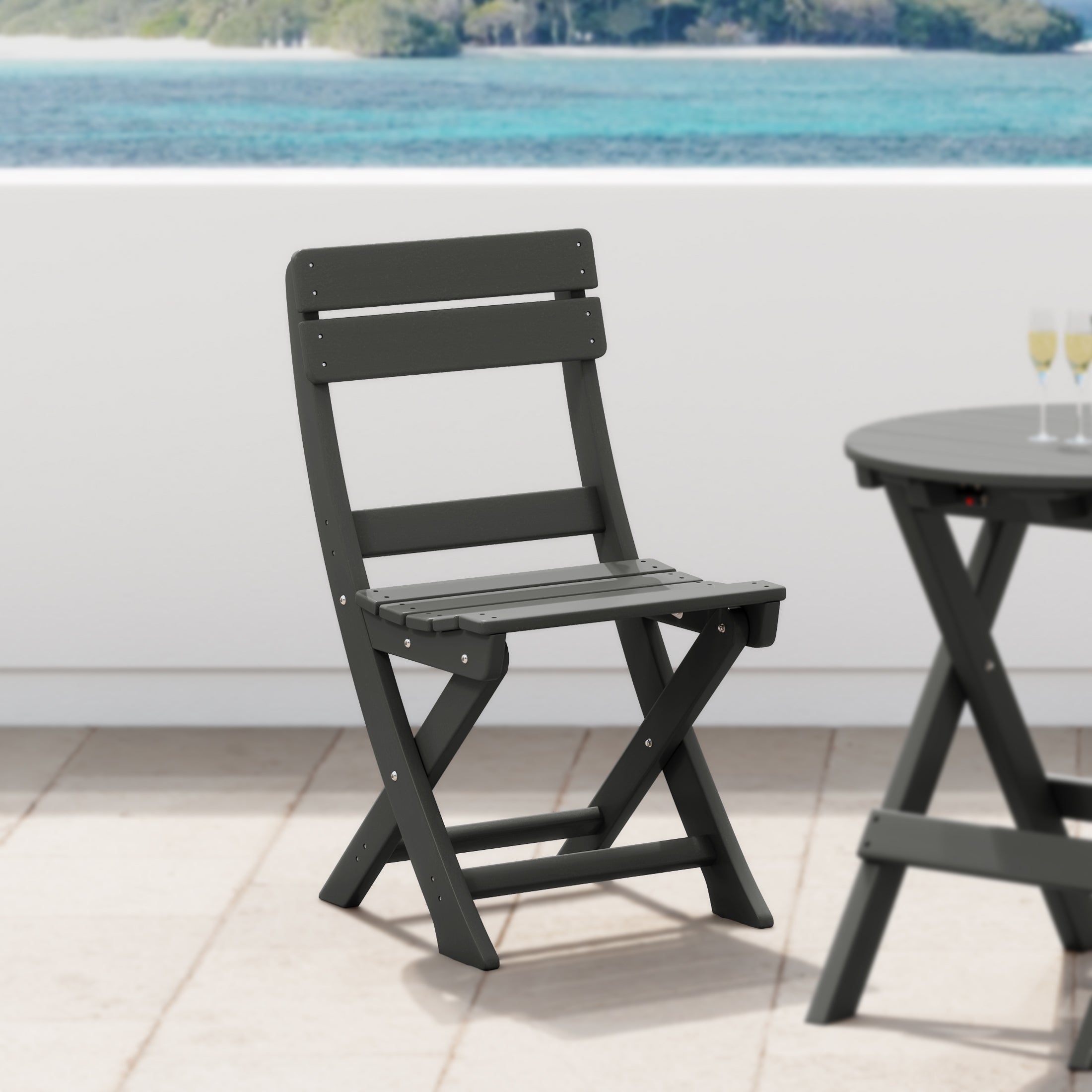 Malibu HDPE Outdoor Patio Modern Folding Dining Chair