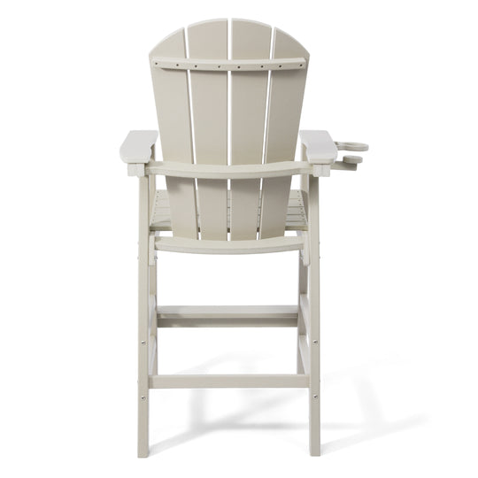Malibu Outdoor HDPE Tall Adirondack Bar Height Chair With Cup Holder