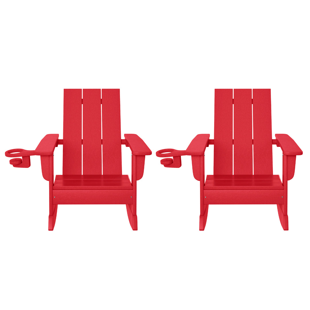 Ashore Outdoor HDPE Plastic Preschool Toddler Modern Adirondack Rocking Chairs (Set of 2)