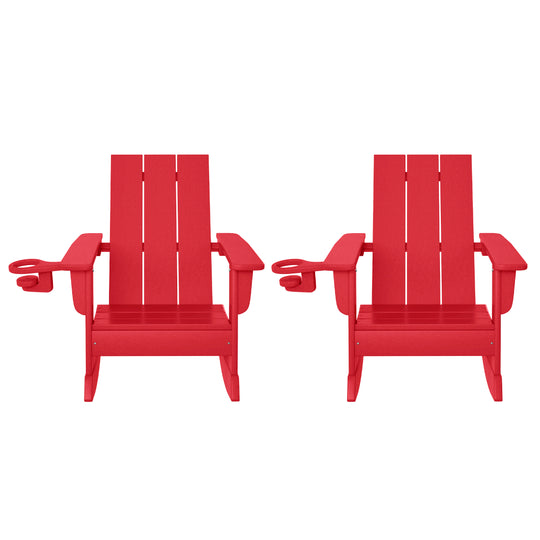 Ashore Outdoor HDPE Plastic Preschool Toddler Modern Adirondack Rocking Chairs (Set of 2)