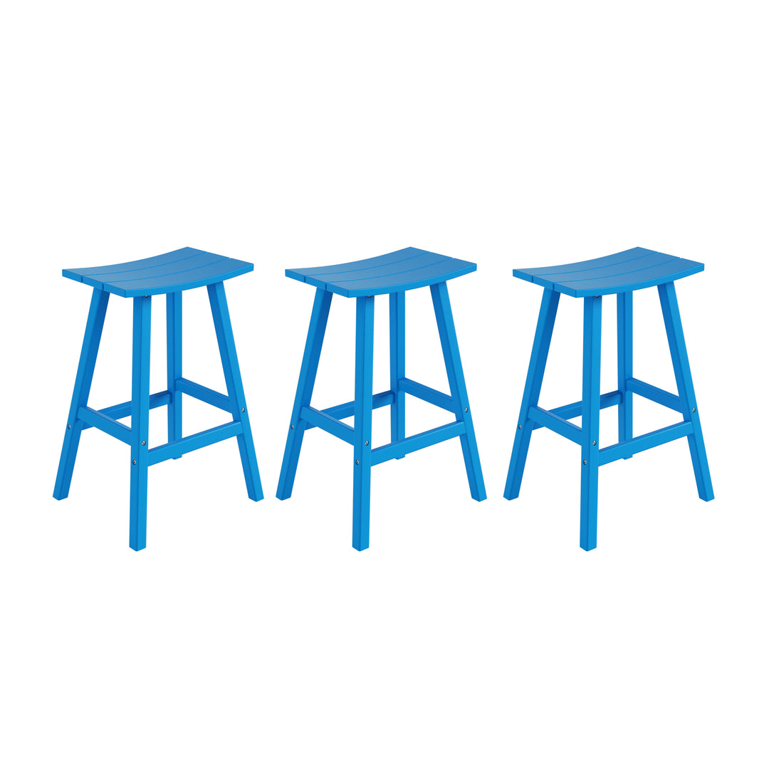 Malibu 29" HDPE Outdoor Patio Bar Height Bar Stools (Set of 3)