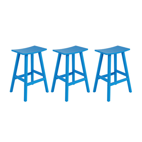 Malibu 29" HDPE Outdoor Patio Bar Height Bar Stools (Set of 3)