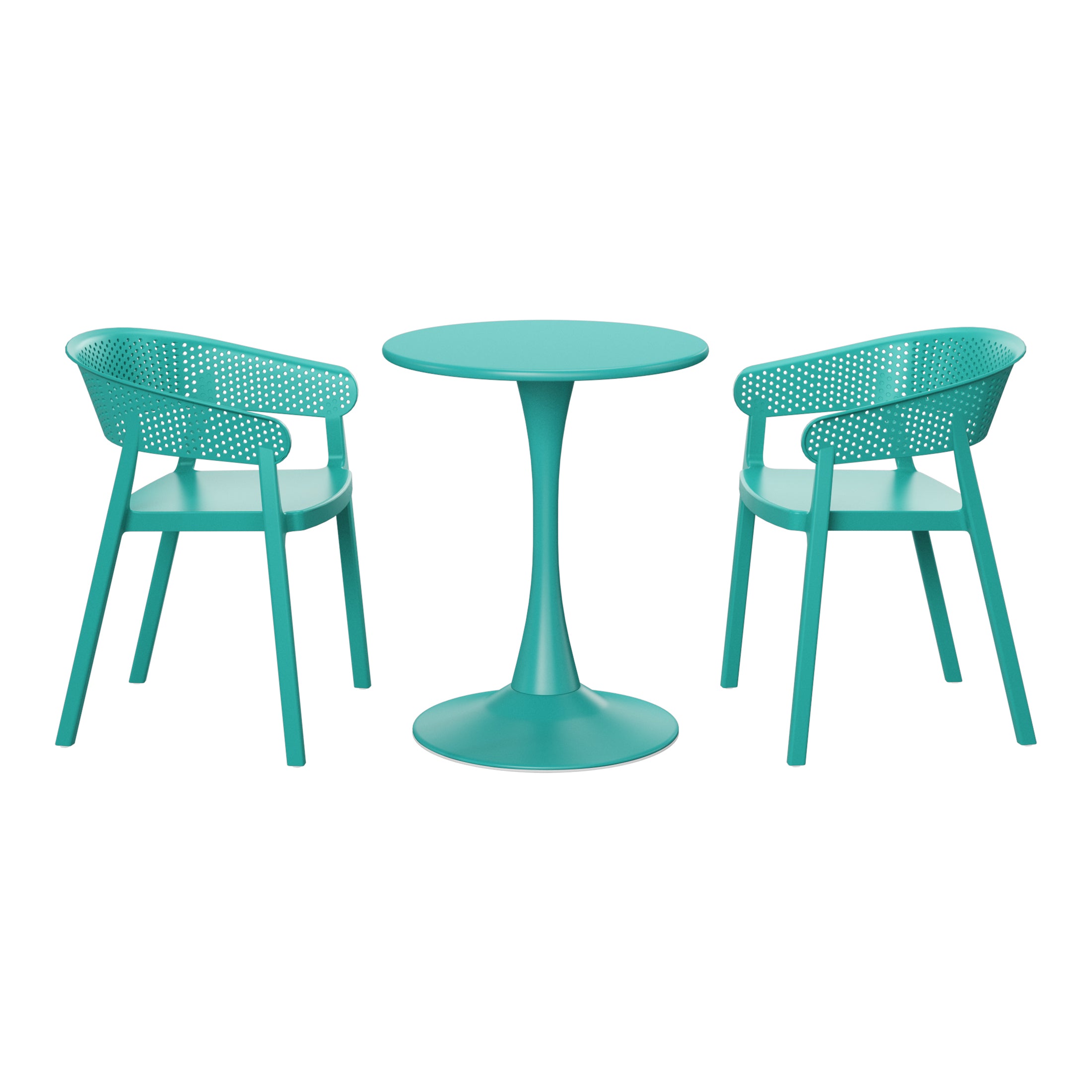 Playa 3-Piece Indoor Outdoor Metal Patio Dining Table Set With Stackable Patio Chairs