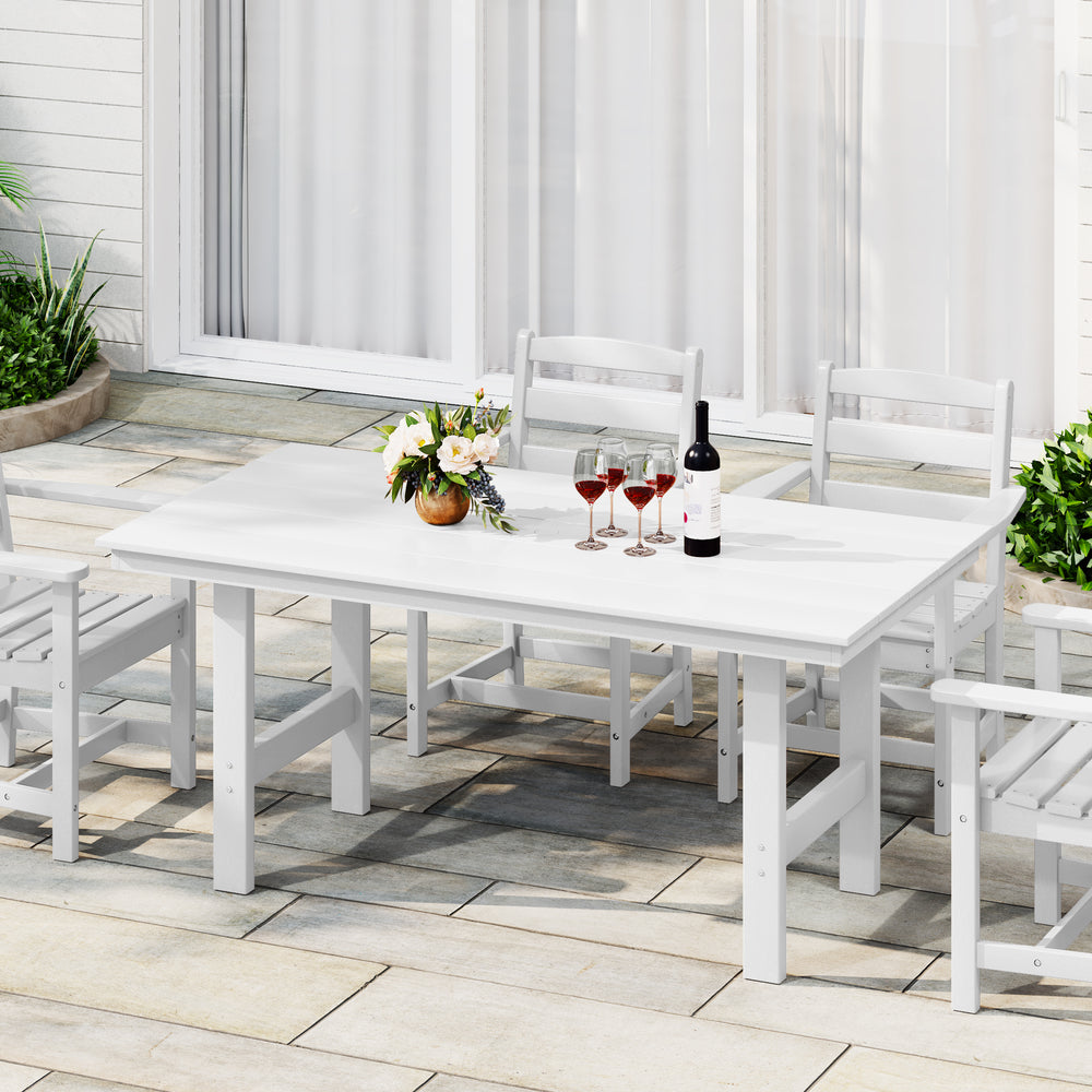 Ashore Outdoor Modern HDPE 66" Wide Rectangle Patio Dining Table for 6