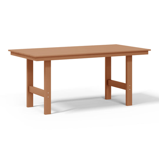 Ashore Outdoor Modern HDPE 66" Wide Rectangle Patio Dining Table for 6