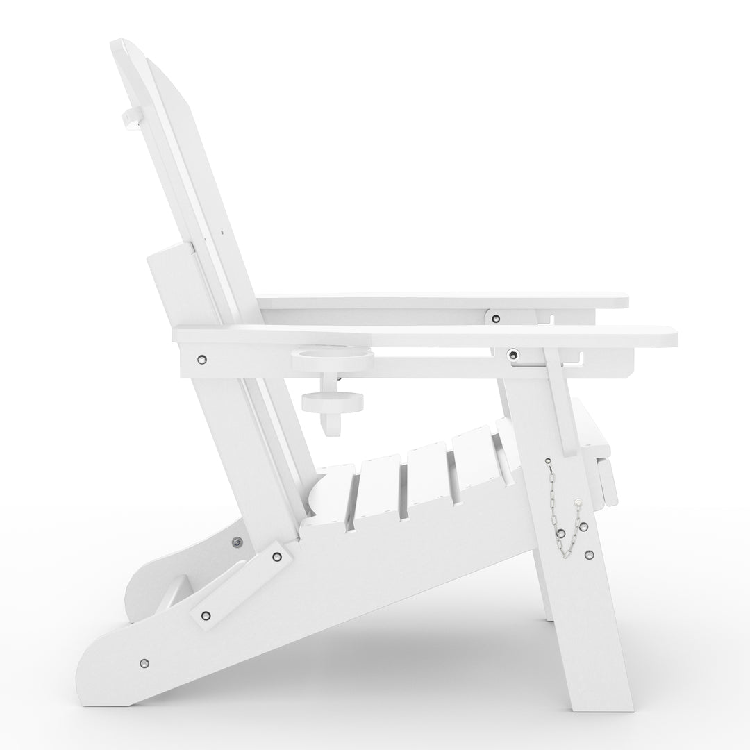 Malibu 2-Piece Outdoor Folding Adjustable Adirondack Chair with Cup Holder & Hideaway Ottoman and 18" Side Table