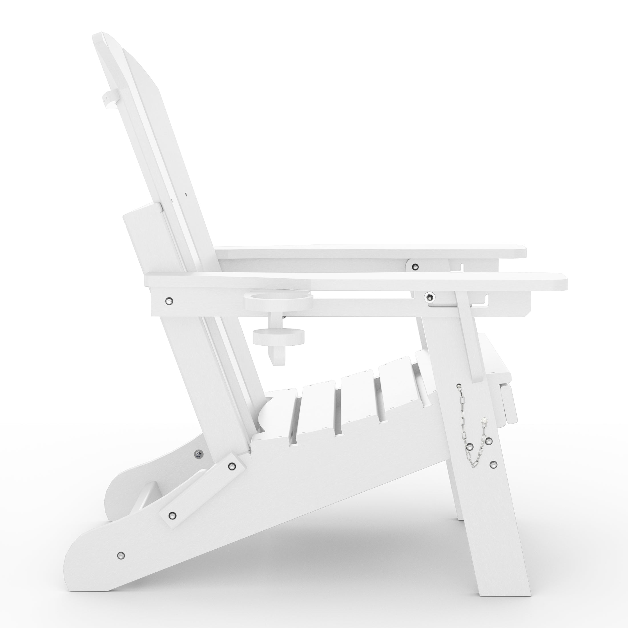 Malibu Folding Adjustable Adirondack Chair with Retractable Ottoman and Cup Holder
