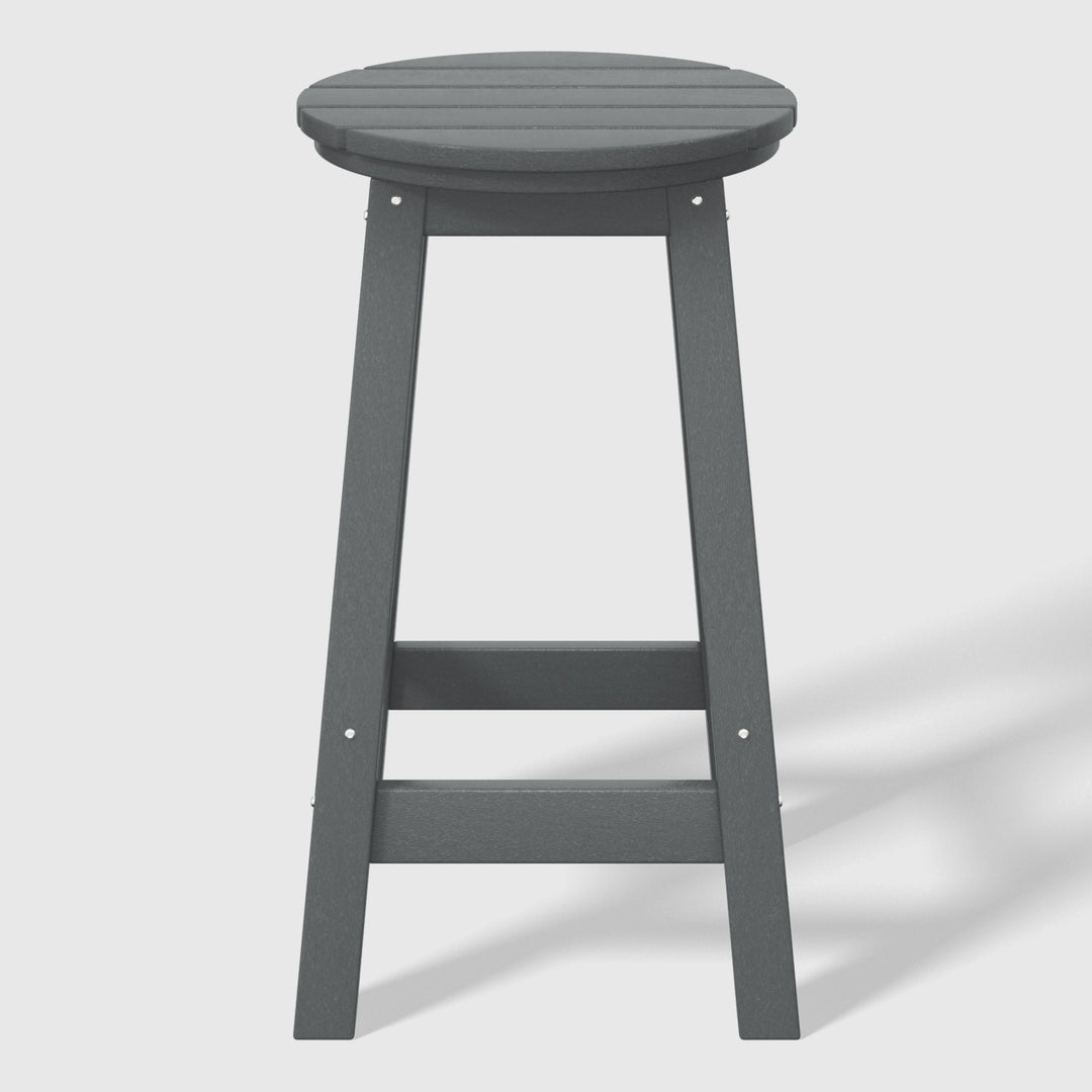 Malibu 24" HDPE Outdoor Patio Round Counter Height Bar Stool Set of 2
