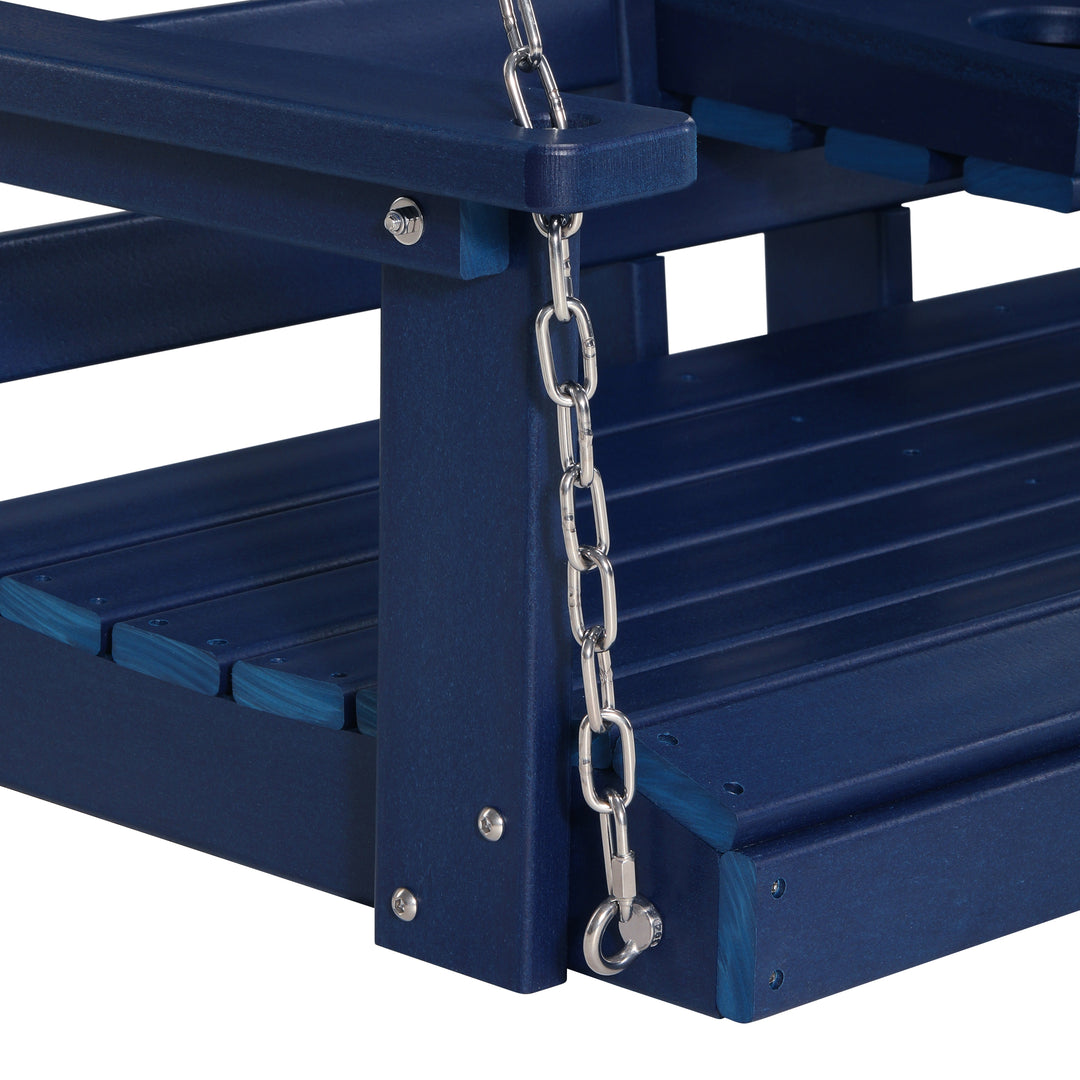 St Charles Outdoor HDPE 54" Front Hanging Porch Swing Bench With Cupholders