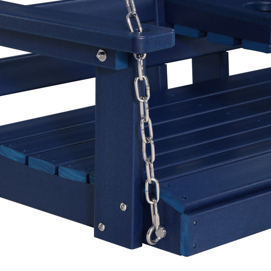 St Charles Outdoor HDPE 54" Front Hanging Porch Swing Bench With Cupholders