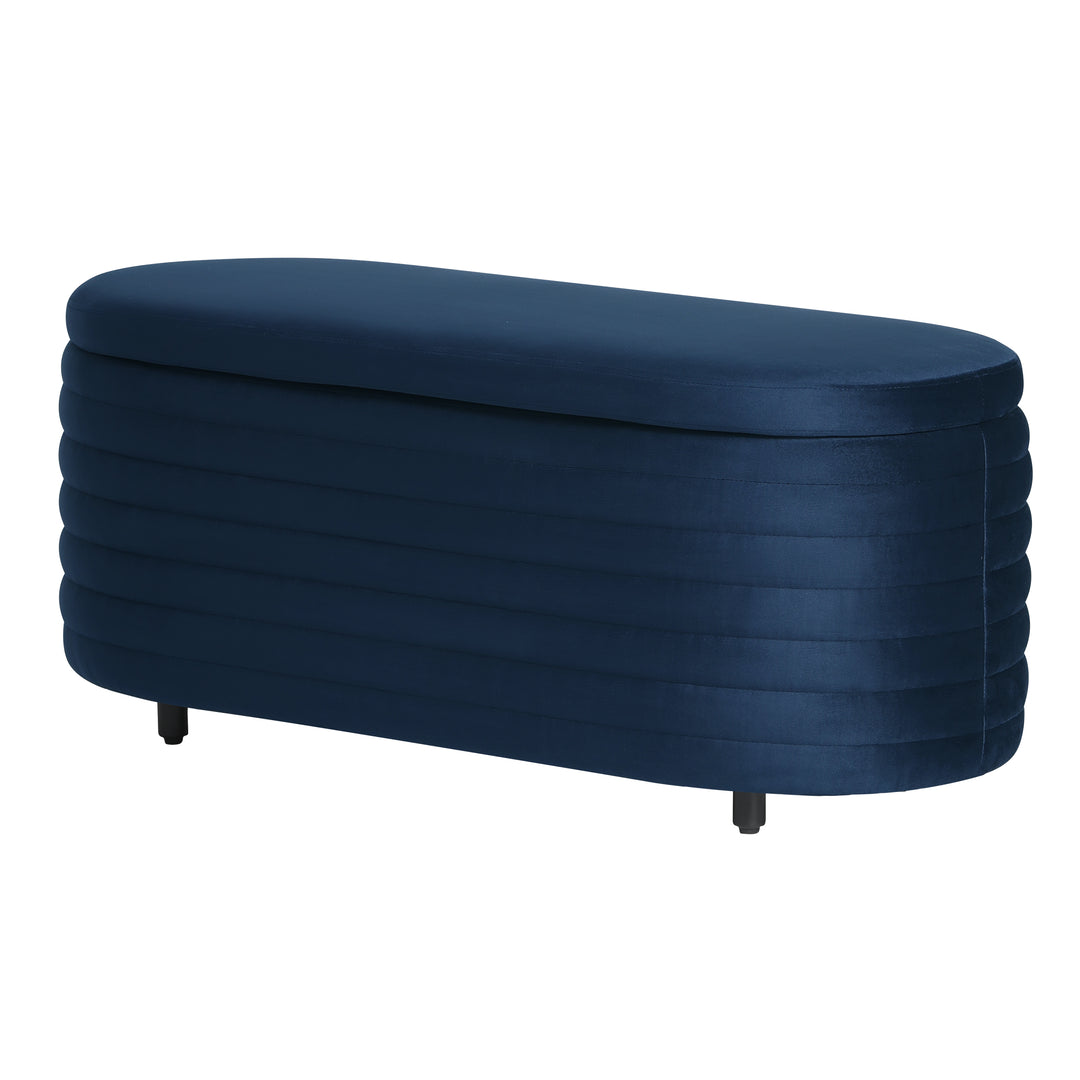 Phoebe 42" Wide Mid-Century Modern Upholstered Velvet Tufted Oval Storage Ottoman Bench