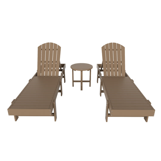 Dylan 3 Piece Adirondack Poly Reclining Chaise Lounge