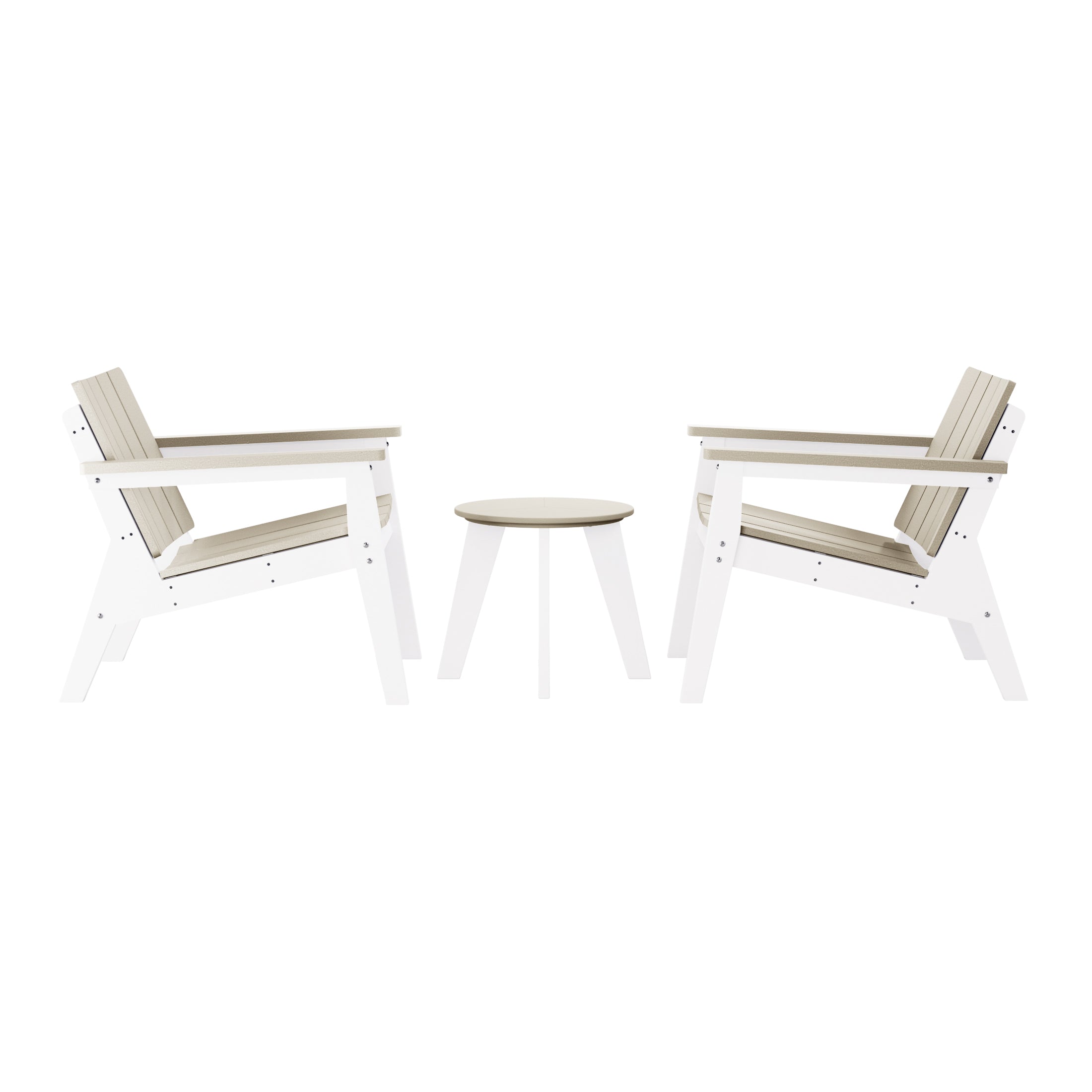 Pacifica 3-Piece Outdoor HDPE Conversation Set with Deep Seating Chairs and Round Side Table