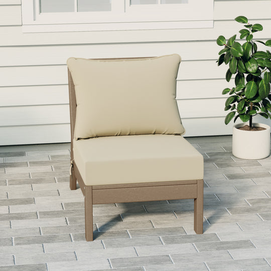 Avalon Outdoor HDPE Deep Seating Modular Armless Patio Chair with Patio Cushions