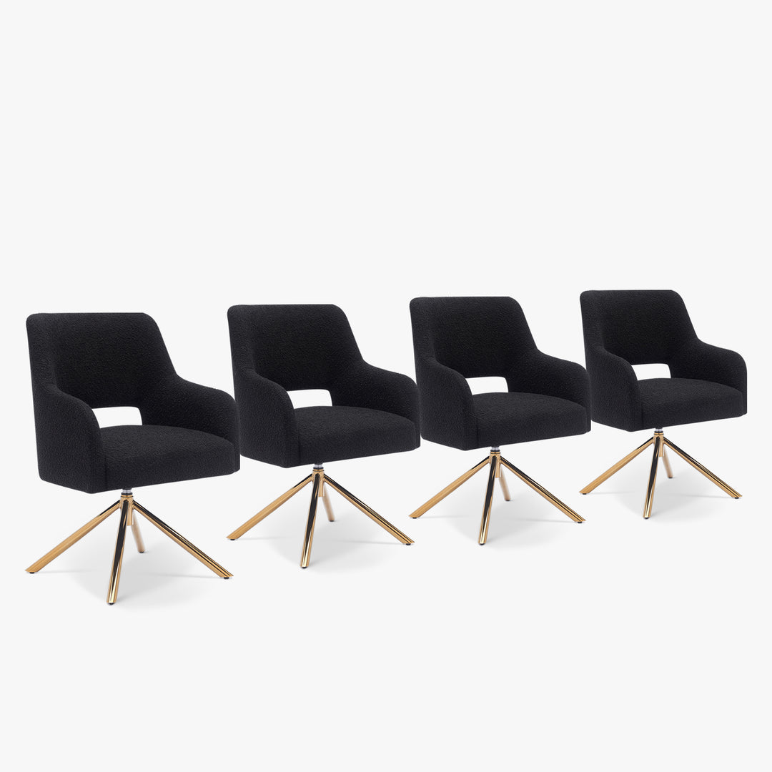 Genevieve Mid-Century Modern Wide Boucle Swivel Accent Arm Chair (Set of 4)