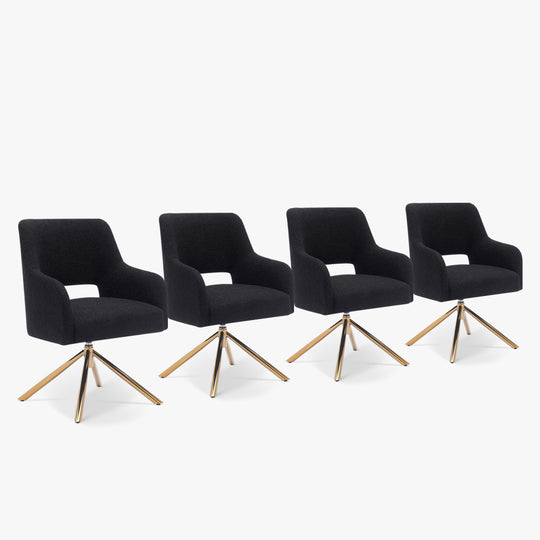 Genevieve Mid-Century Modern Wide Boucle Swivel Accent Arm Chair (Set of 4)