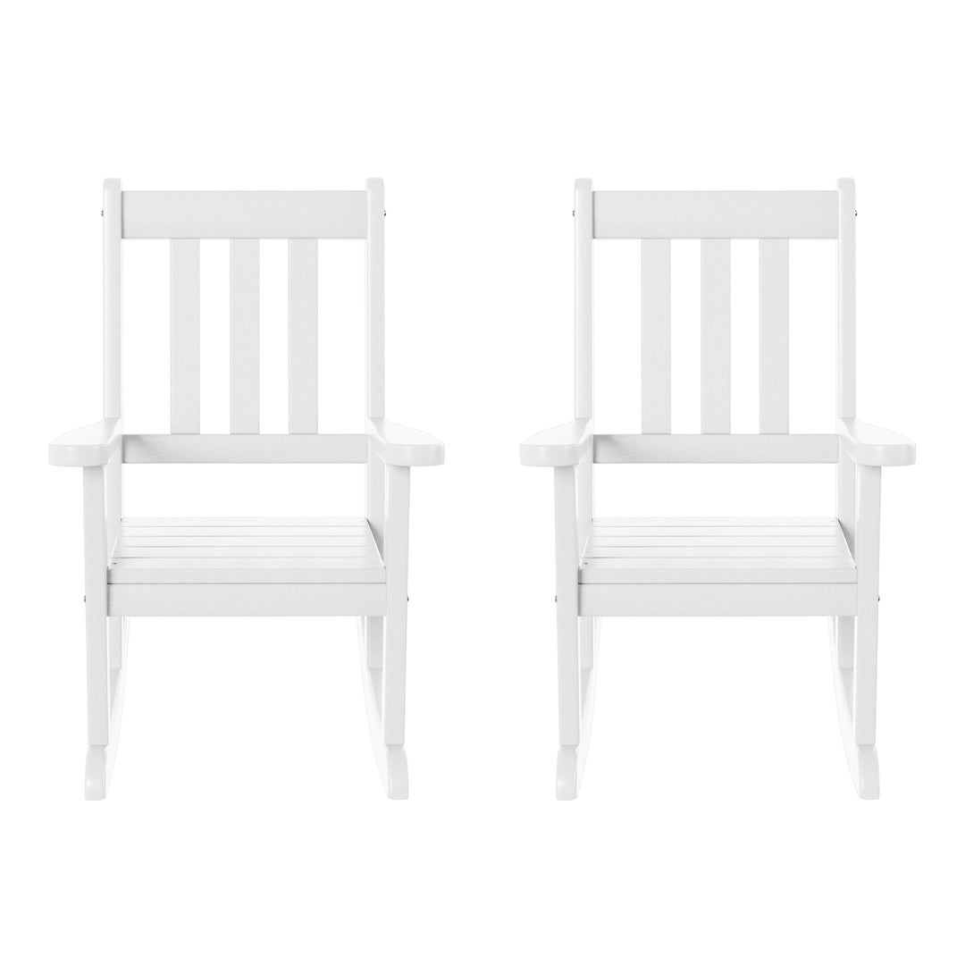 Malibu Outdoor HDPE Plastic Preschool Toddler Rocking Chairs (Set of 2)