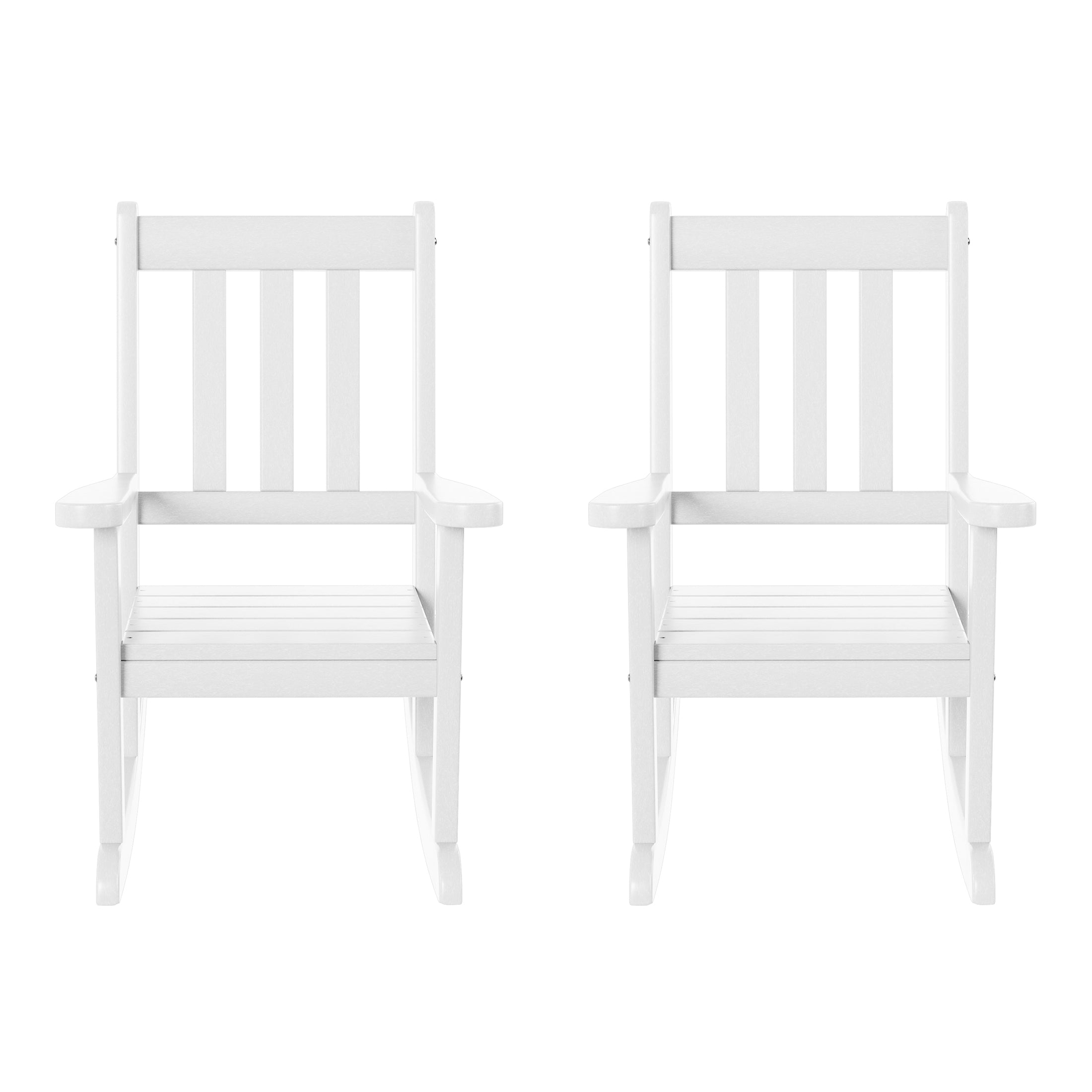 Malibu Outdoor HDPE Plastic Preschool Toddler Rocking Chairs (Set of 2)