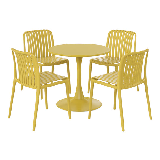 Playa 5-Piece Outdoor Metal Dining Table Set And Stackable Resin Patio Chairs