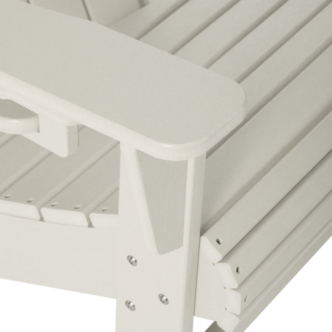 Highland 2-Piece Outdoor Patio HDPE Adirondack Chair With Ottoman and Cup Holder Set