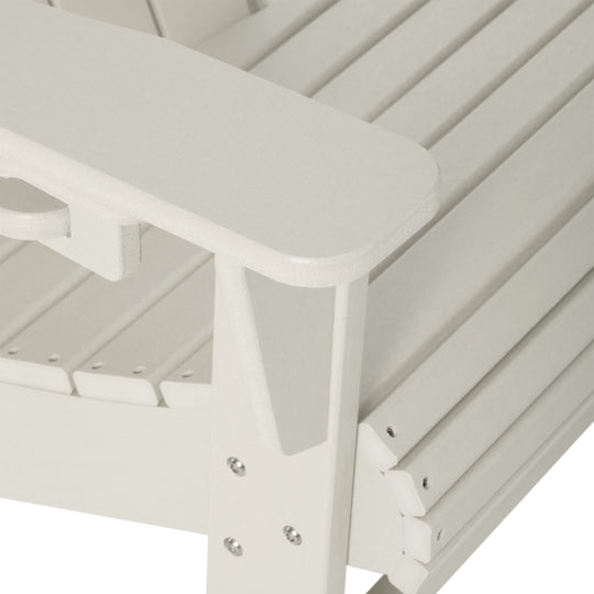 Highland 4-Piece Outdoor Patio HDPE Adirondack Chairs With Ottomans and Cup Holder Set