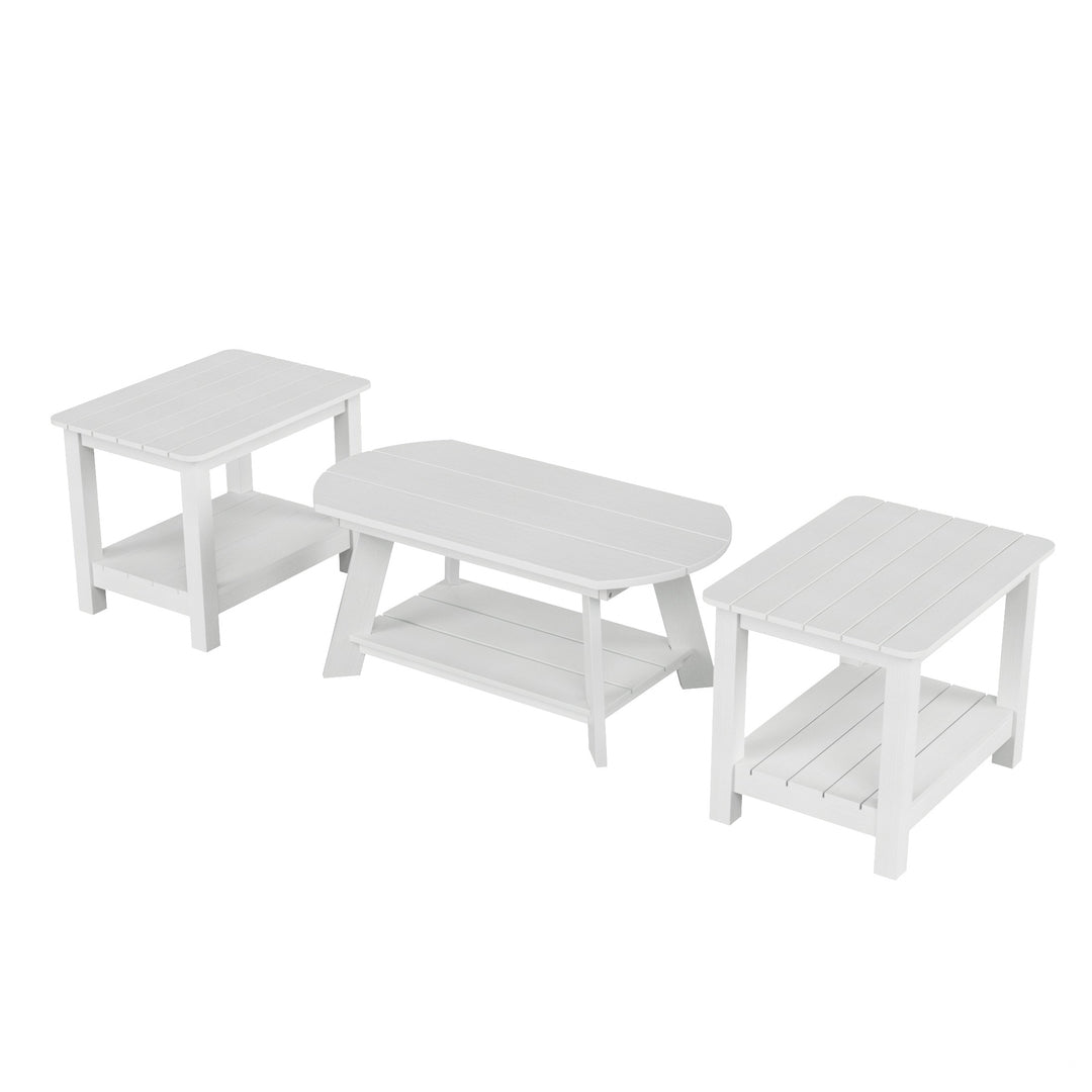 Tuscany 3-Piece HIPS Outdoor Adirondack Coffee Table and Two Side Table Set