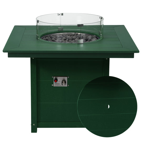 Helios Modern Outdoor Patio Propane 42" Square Fire Pit Table