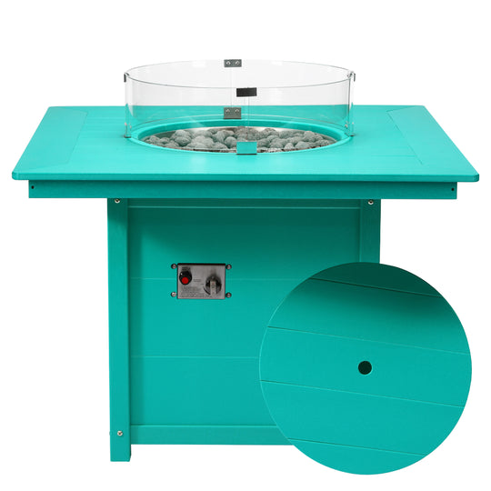 Helios Modern Outdoor Patio Propane 42" Square Fire Pit Table