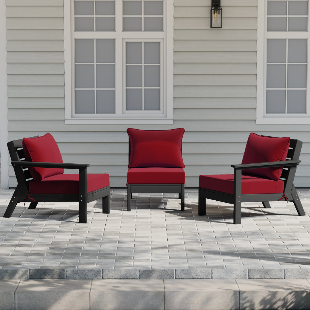 Avalon Outdoor Patio HDPE Sectional Sofa with Patio Cushions