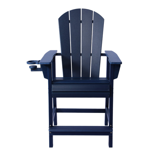 Malibu Outdoor HDPE  Tall Adirondack Counter Height Bar Chair With Cup Holder