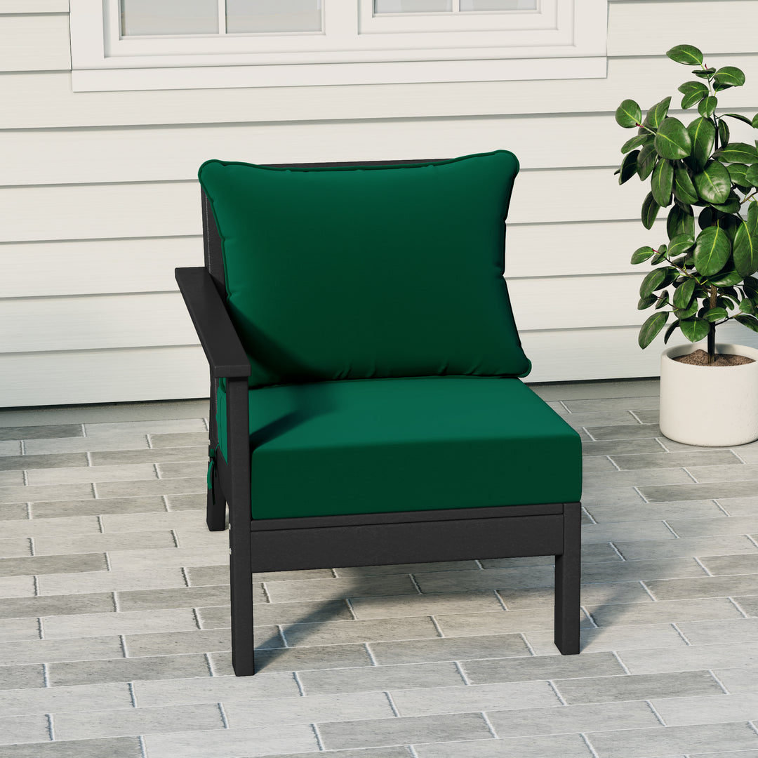 Avalon Outdoor Patio HDPE Left Arm Sectional Corner Club Chair with Patio Cushions
