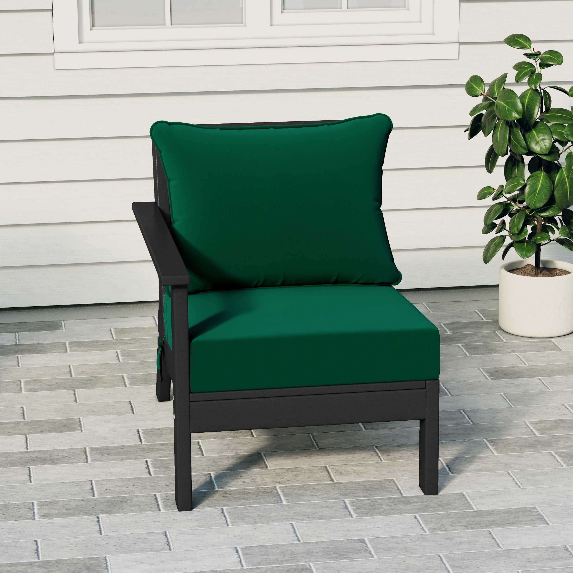 Avalon Outdoor Patio HDPE Left Arm Sectional Corner Club Chair with Patio Cushions