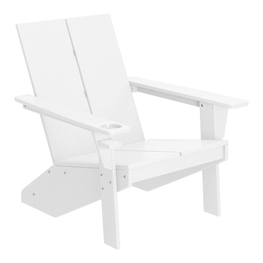 Riviera Outdoor 4-Piece HDPE Modern Adirondack Chairs Set with Folding Patio Ottomans and Cup Holder