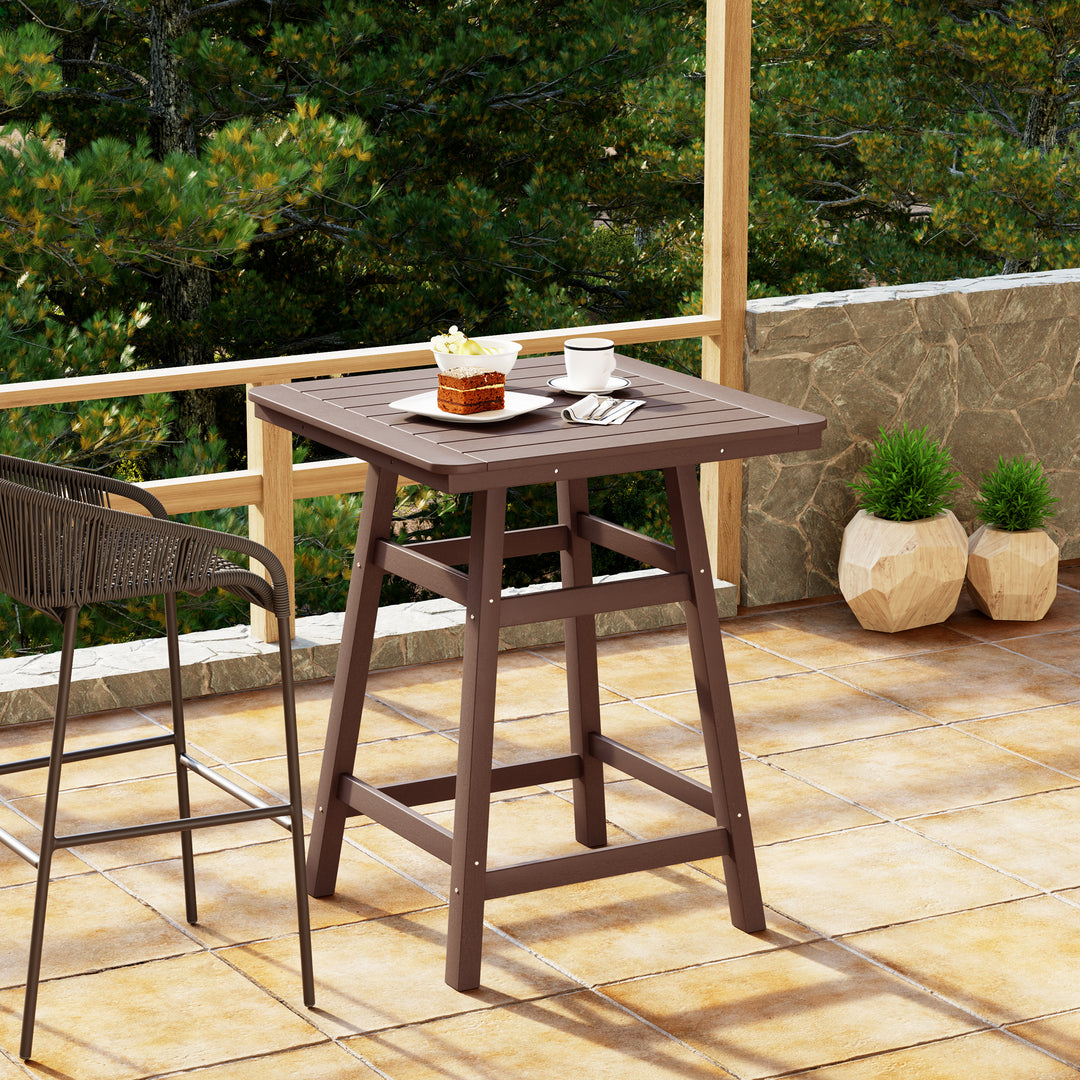 Malibu Square Outdoor Patio Counter High Bistro Bar Table With Umbrella Hole