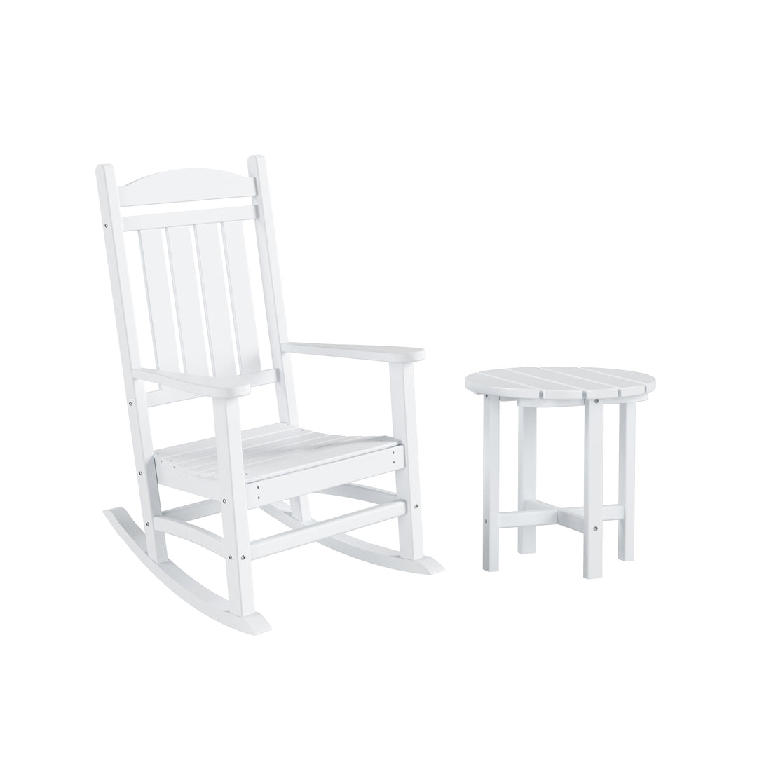 Malibu Outdoor Patio Porch Rocking Chair with Side Table Set
