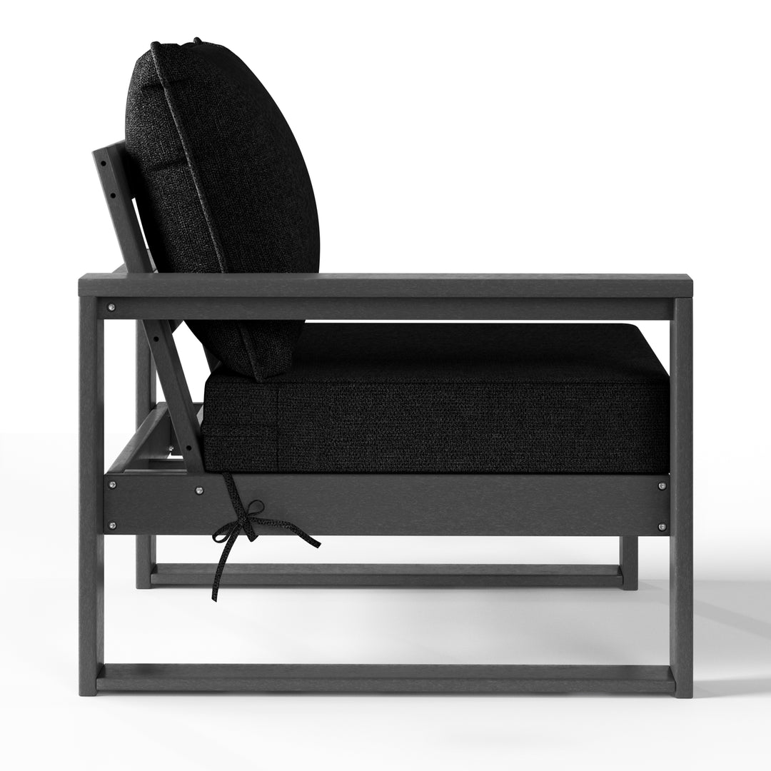 Outdoor HDPE Left Arm Sectional Patio Corner Club Chair with Patio Cushions